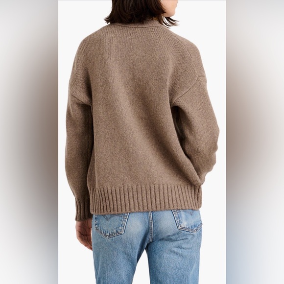 Alex Mill Emma Cardigan XL Lambswool Blend V-Neck Taupe Cozy Classic - Picture 2 of 8